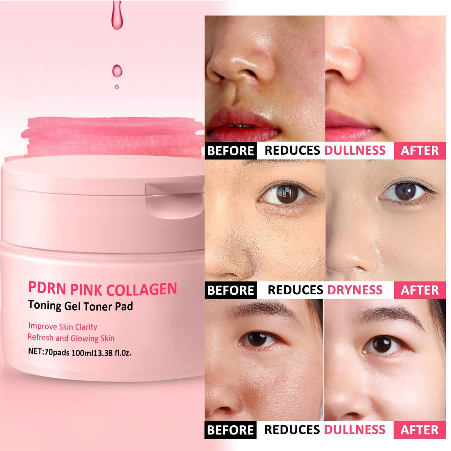 PDRN Pink Collagen Jelly Pad | Korean Gel Toner Pads