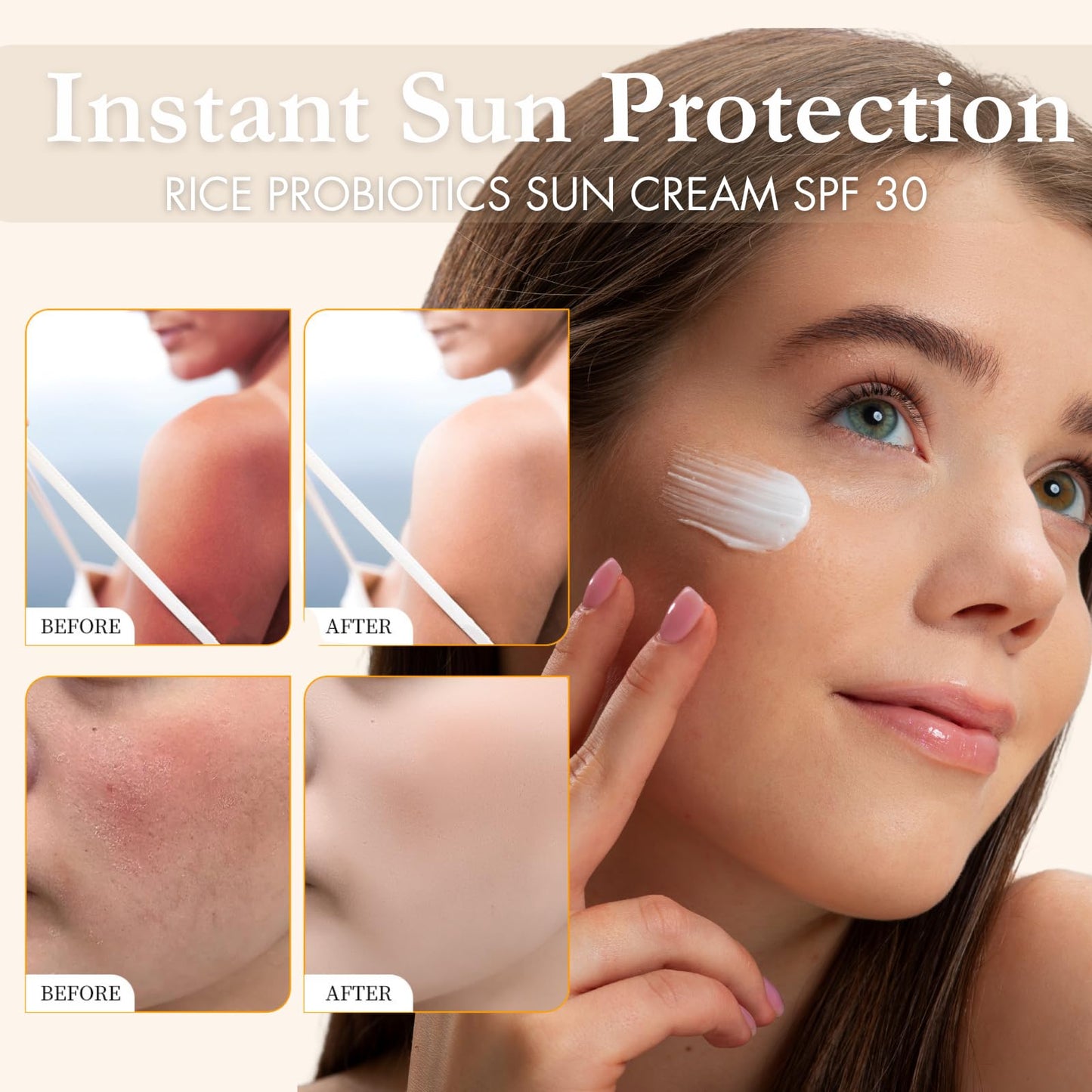 Tongyend Rice Korean Sunscreen for Face SPF 50, Rice Probiotics Daily Relief Sunscreen for face, Relief Facial Sun Cream PA+++ | Lightweight Non-Greasy SPF 50 Face Moisturiser | Korean Skincare – 50ml