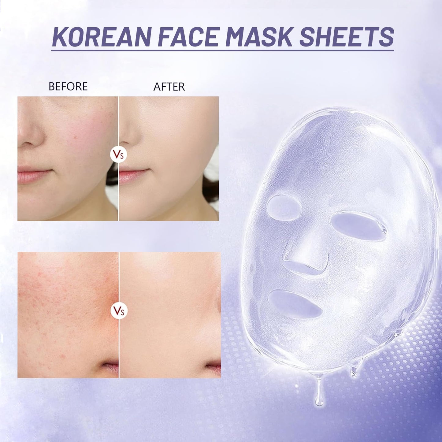 Sheet Mask, Niacinamide & Hyaluronic Acid Face Mask Set, Hydrating Face Mask, Evens Skin Tone Face Masks Skincare,Face Masks Beauty For Dehydrated, Dull and Tired Skin, 5PC