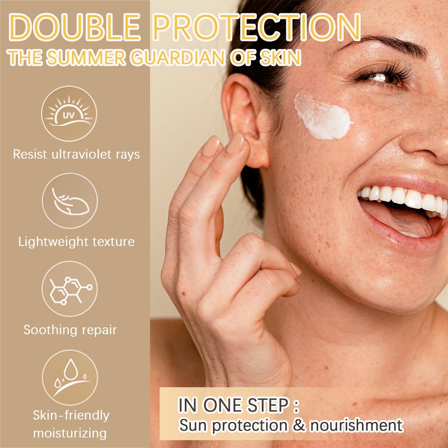 OKAQEE Beef Tallow Sunscreen Spf 50+, Face Sun Cream 100% Grass Fed Tallow, Tallow Balm Instant Sun Protection, Spf 50 Face Moisturiser, Sweat & Water Resistant - Unscented & Invisible