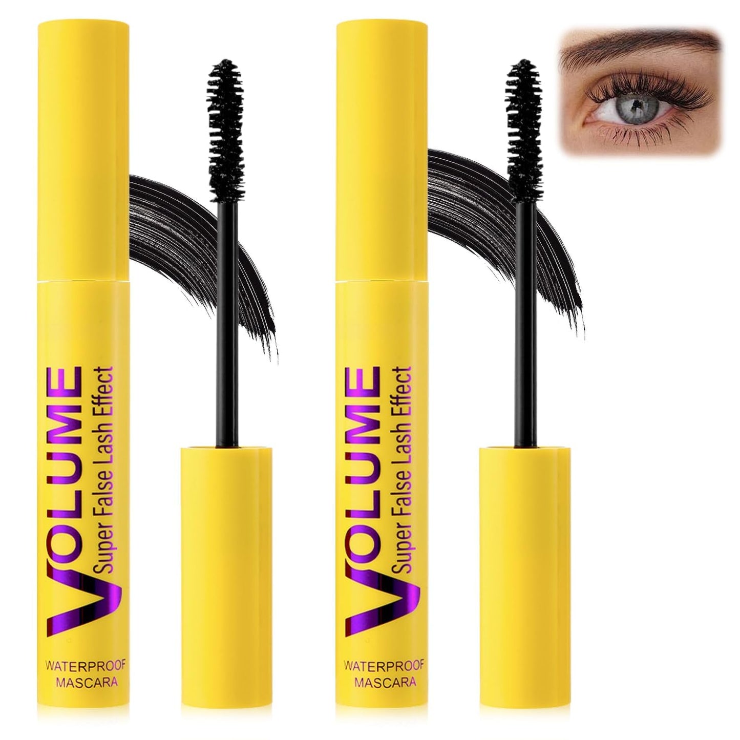 WujialingMM 2 Pcs Bubble Mascara - Colossal Bubble Mascara, Waterproof, Smudge-Proof, Clump-Proof, Volumizing Defining, Create Natural Eyelashes