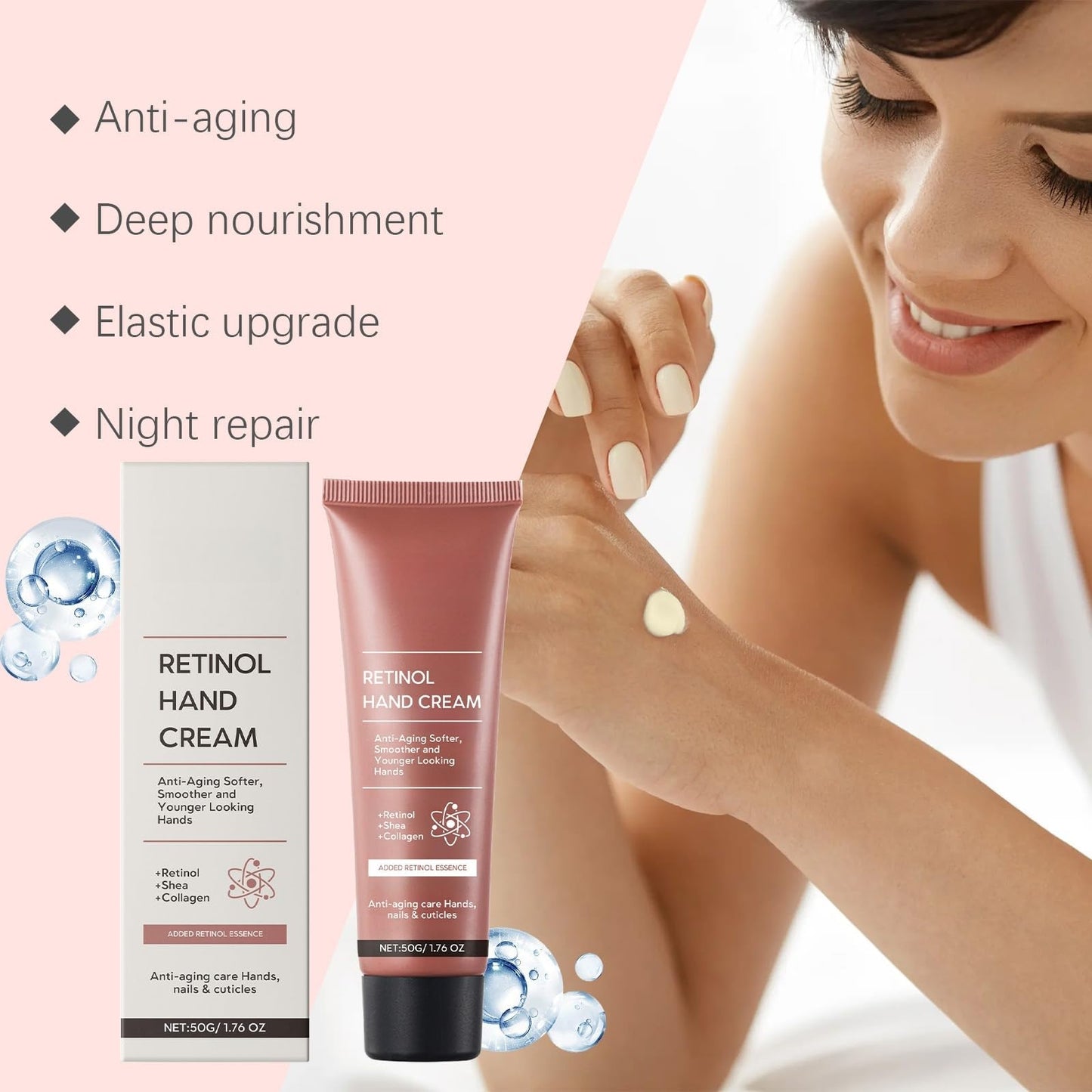 Xunzhi Retinol Hand Cream 50g,Firming Anti-Aging Hand Lotion,Retinol Moisture Hand Cream,Relief Intense Moisture H/and Cream,Retinol Moisturizer for Aging and Dry Cracked Hands,Travel Size H/and Lotion