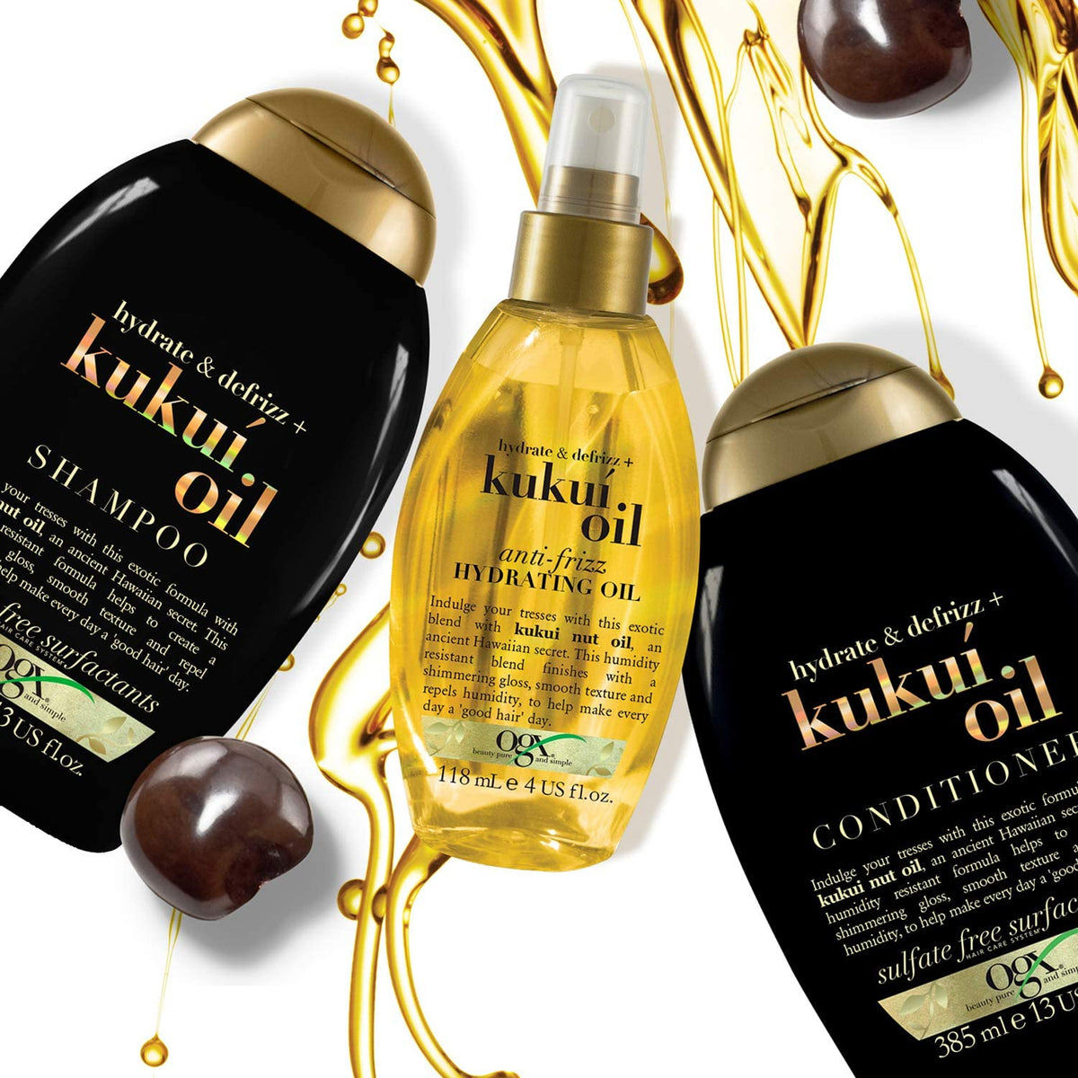 OGX Kukui Oil Conditioner for Frizzy Hair, 385ml