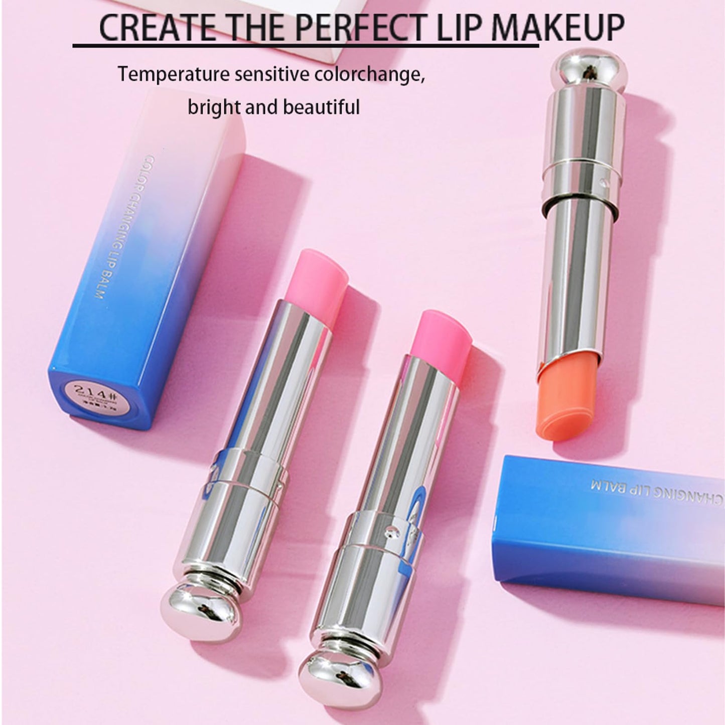 Colour Changing Lip Balm, Long Lasting Moisturizing Lipsticks, Natural Lip Balm Ingredients, Relieves Dry Lips, Long Lasting Jelly Lipstick, Pre-makeup Base to Moisturize Lips, 3Pcs