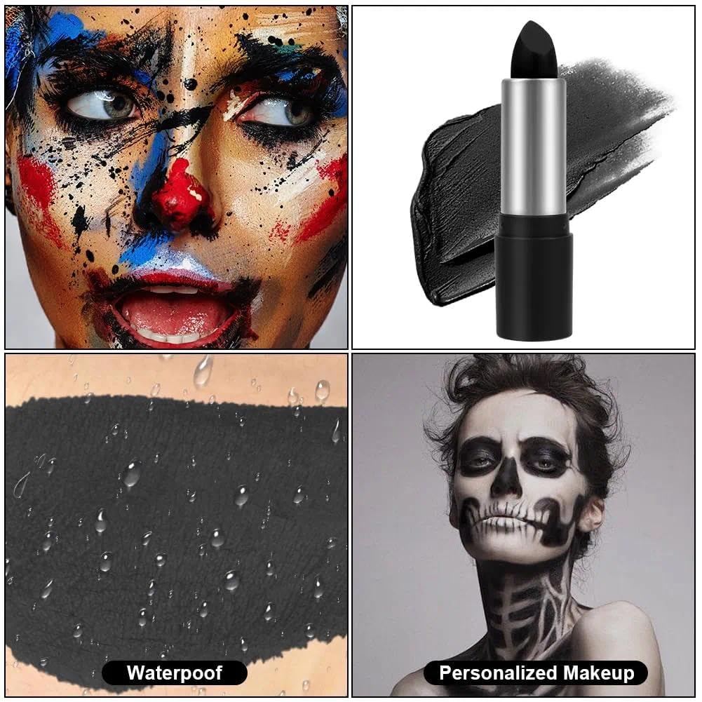 OunTechGlory Black Face Paint Stick for Sports & Halloween - Non-Toxic Body Paint Stick for Softball, Football, Baseball, Lacrosse - Adults & Kids Face Makeup Stick for Cosplay - Oil-Based Painting Stick