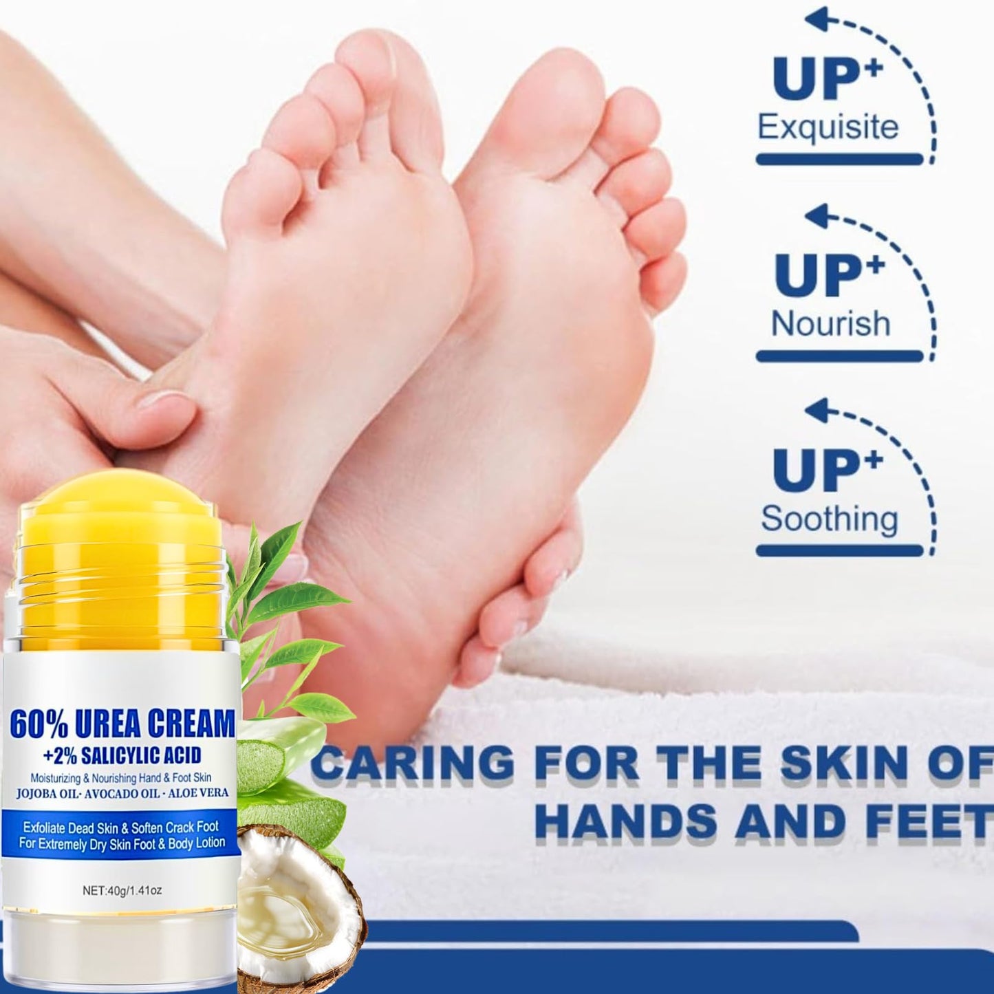 MrCuvaryas Urea Foot Cream 60 Percent Heel Balm Stick Set & Foot File Set, Urea Cream for Feet, 2% Salicyl - ic Acid Foot Cream for Cracked Heels and Dry Skin Cracked Heel Repair Cream Stick, Foot Moisturiser