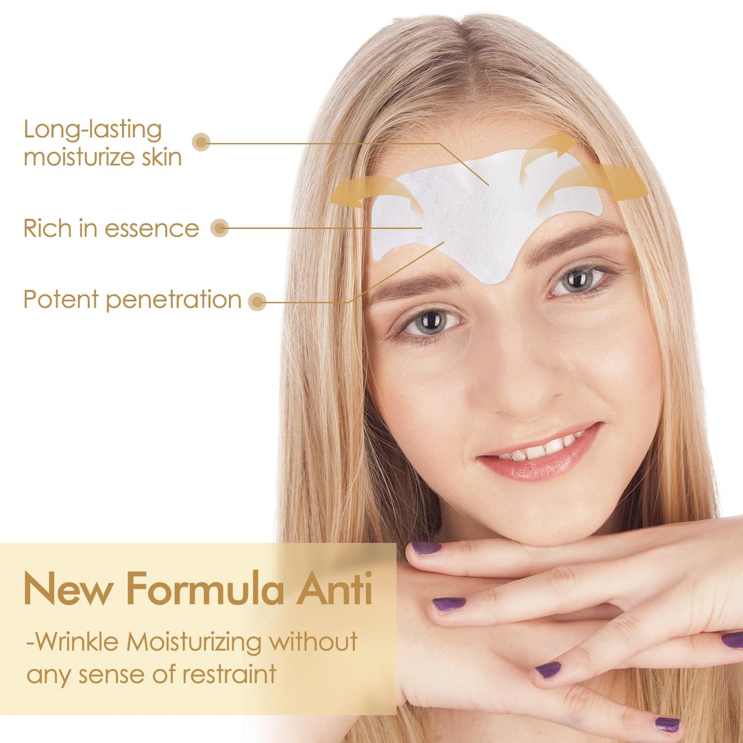 AUSLKA 24PCS Forehead Wrinkle Patches - Forehead Wrinkles treatment - Anti Wrinkle Patches,Facial Patches - Face Tape for Wrinkles - Smoothing, Moisturizing forehead & between eyes