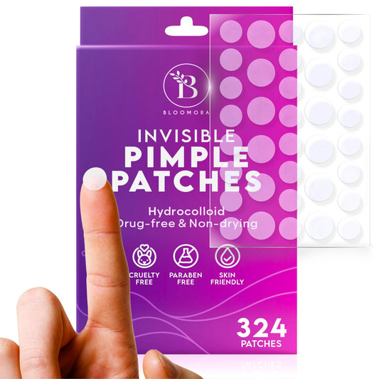 BLOOMORA Invisible Pimple Patches (324 Count), Pimple Patch for Face Care & Body, Spot Patches for Acne Treatment, Hydrocolloid Patches for Blemishes, Acne Patch Spot Remover (S/L)