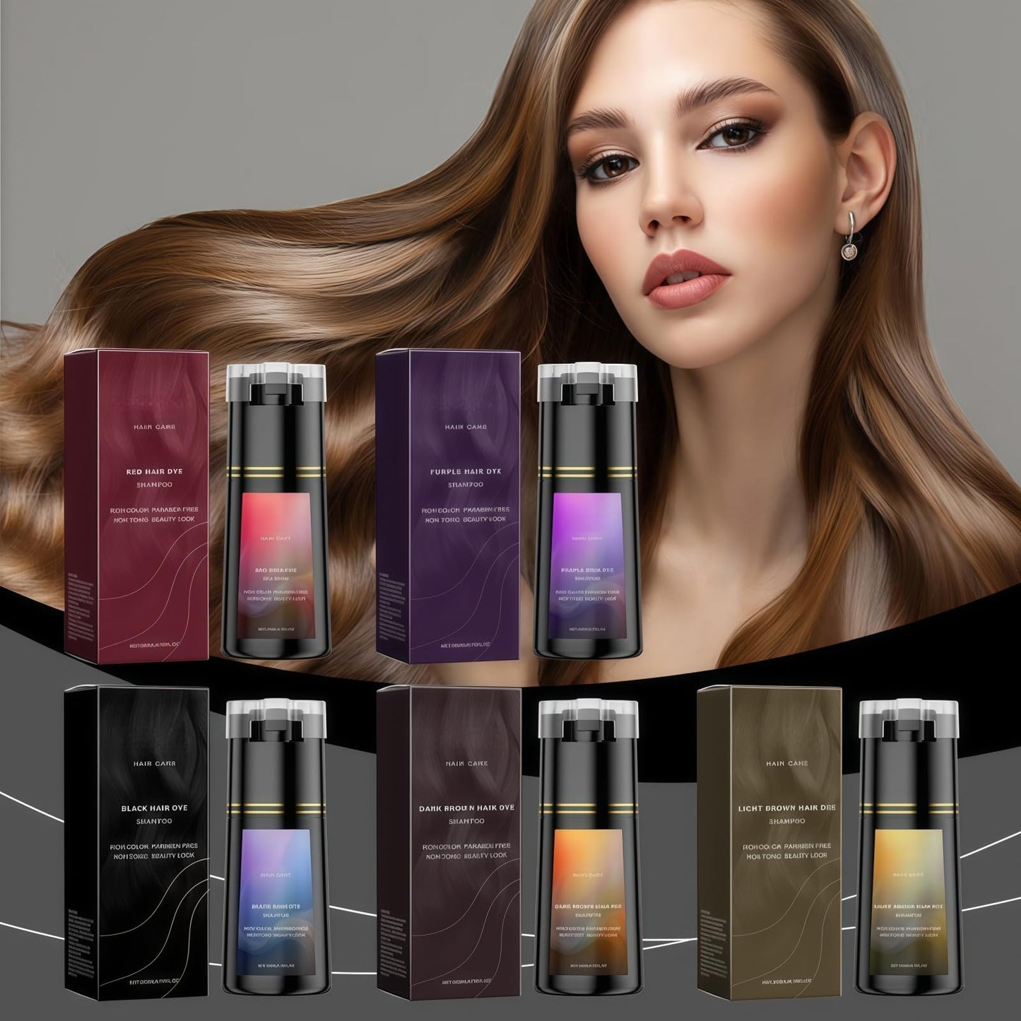 Siyinzu Polar Hair Dye Shampoo,Hair Dye Shampoo,Polar Instant Ha-ir D-yes Shamp-oo,H-air Colour Sham-Poo Care,3 In 1 Sha-mpoo for Grey Hai-r,Colour Sham-poo to Cover Grey H-air,Anti Gre-y Shamp-oo,Black