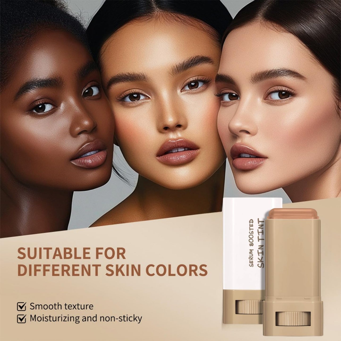 NLFOX Skin Tint Foundation - Natural Foundation Stick - Even skin Tone Balm foundation - Portable Serum founDation Moisturizing Essence Stick - Beauty Balm Serum Boosted Tint Concealer (Colour, # 06)