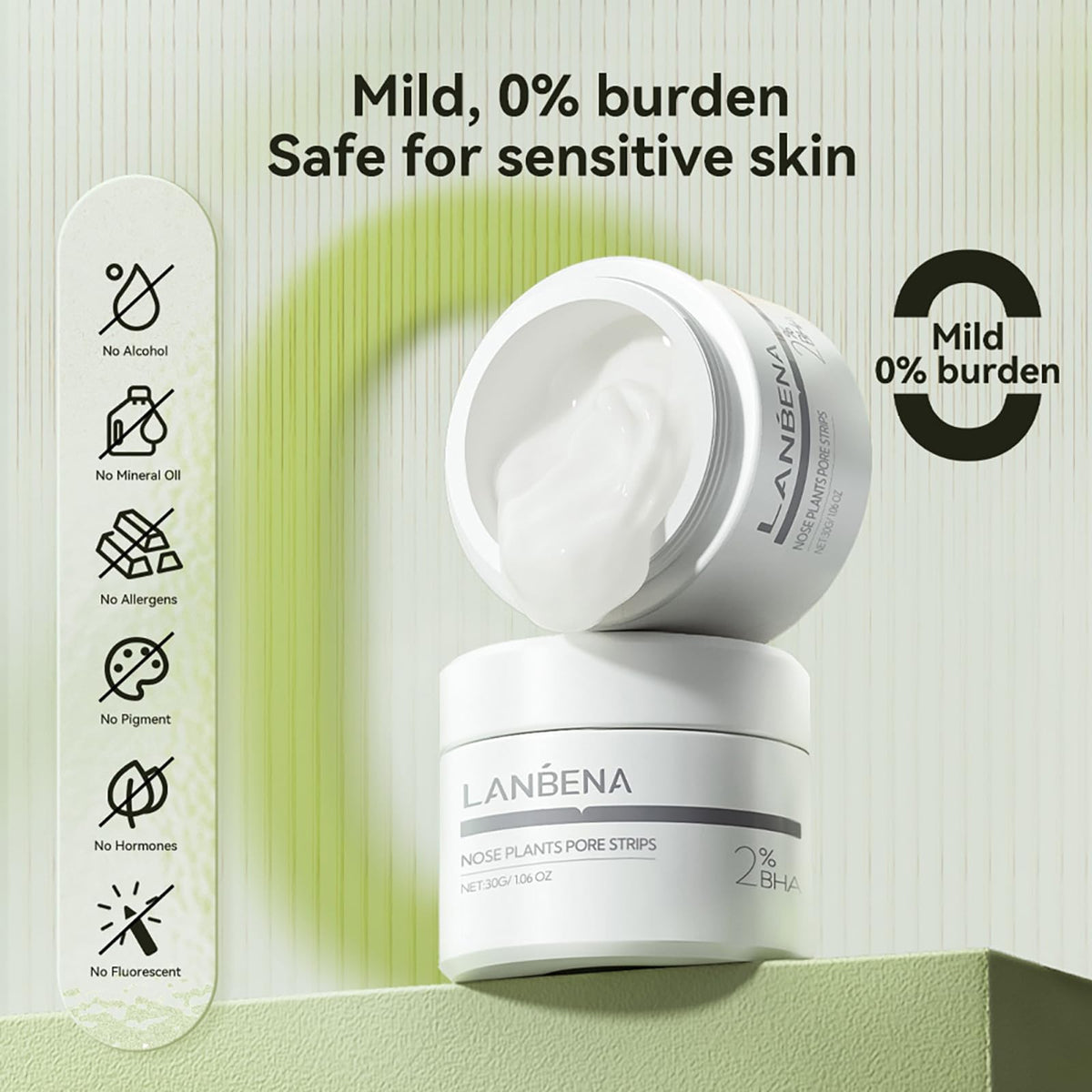 LANBENA Blackhead Mask (30g), 60 Pieces Nose Pore Strips, Note: Cream Goes Dry out/Gunk below 25 Degrees, Place Bottle in Boiling Water to Soften
