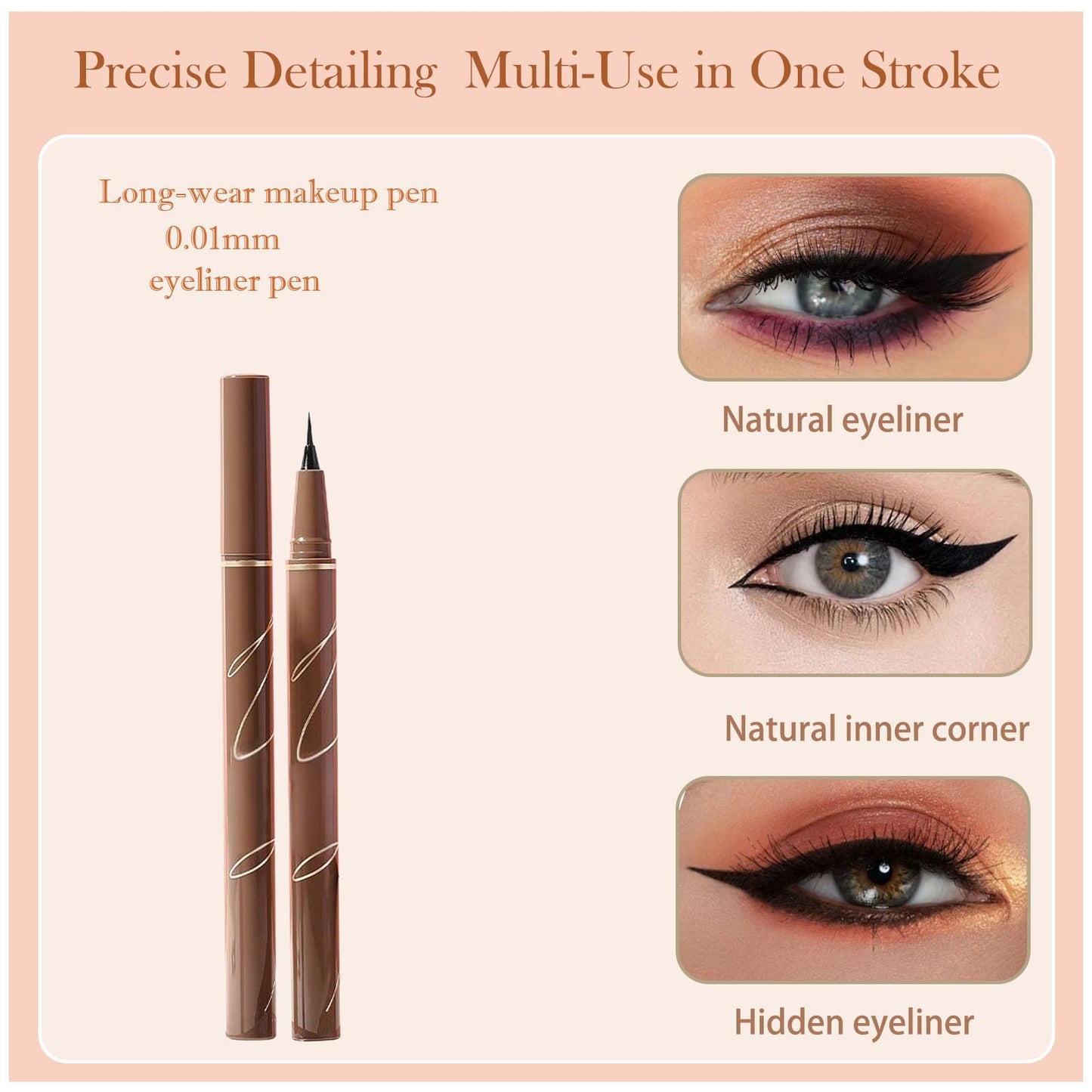 Generic Waterproof Liquid Eyeliner Pen, Smudge-Proof Long-Lasting Formula with Ultra-Fine Tip for Precise Application, Quick-Dry Highly-Pigmented Color, Ideal for Bold Eye Makeup – Classic Black