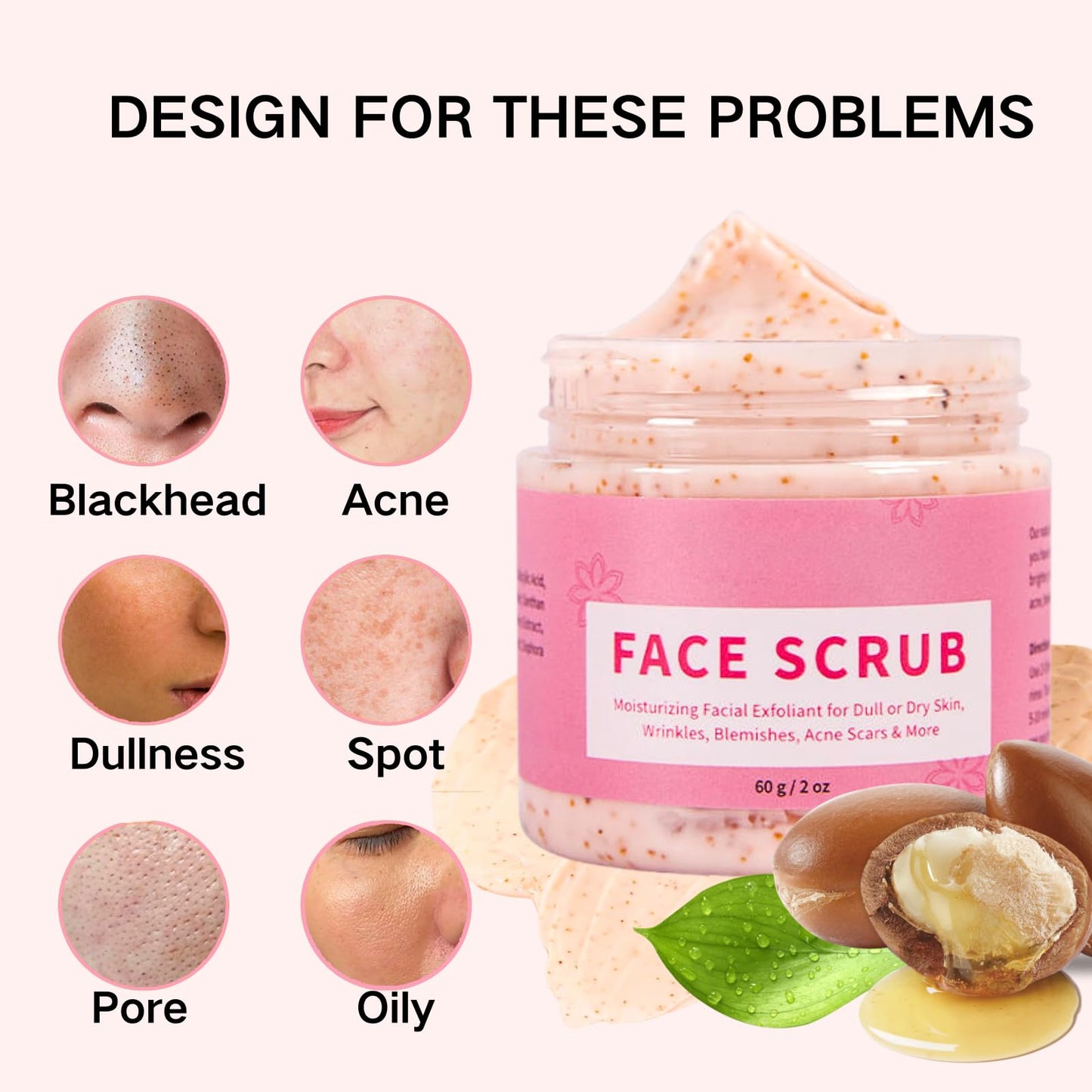 IZBEAUVO Face Scrub with Retinol and Vitamin E - Exfoliating Face Wash Scrub, Face Exfoliator, Face Scrub for Women, Gentle Facial Scrub Cleanser for Peeling Brightening, Blackheads & Acne, Hydrating Skin