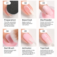 Nail Dipping Powder Set - 6 Translucent Nude Pink Color Dip Powder Nail Kit - Milky Jelly Effect Nail Powder No Need UV Lamp - DIY Nail Art French Manicure Kit for Starter