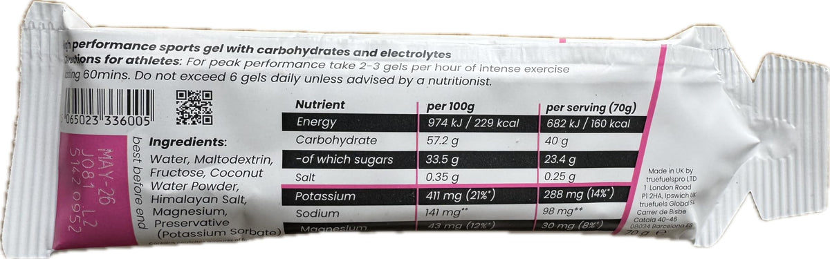 E-TAIL 24/7 TrueFuels High Performance Sports Energy Gels With Carbohydrates & Electrolytes - Endurance Fuel For Sustained Energy - 40g Carbs with 0.25g or 1g Salt - Informed Sport (4 Pack, Neutral (40g / 0.25g))