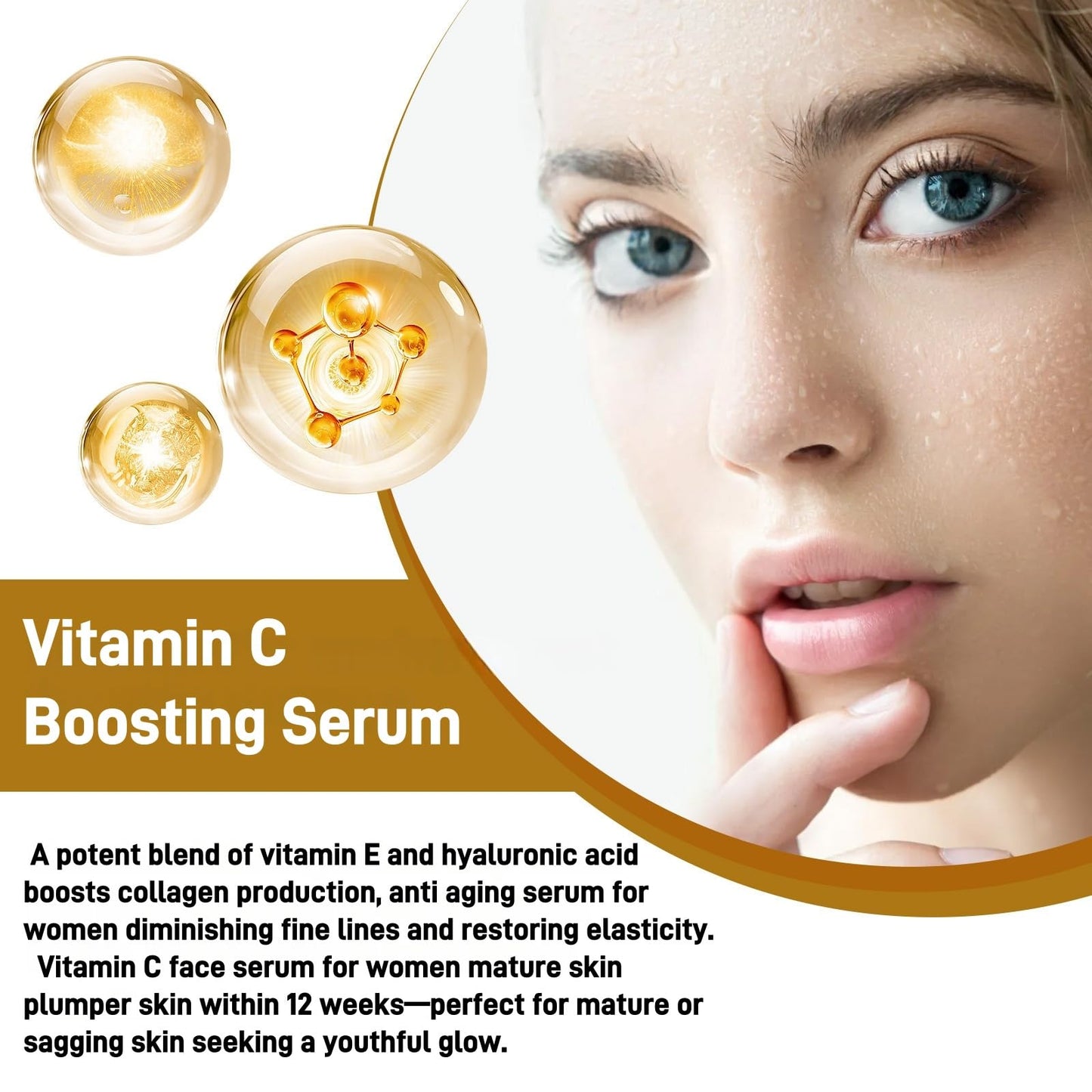 Oumun Vitamin C Boosting Serum,Vitamin C Serum for Face with Hyaluronic Acid,Anti Aging & Wrinkle Facial Serum for Women & Men,Dark Spot Correcting Glow Serum,Face Serum for Women,Fa-ce Firming Ser-um