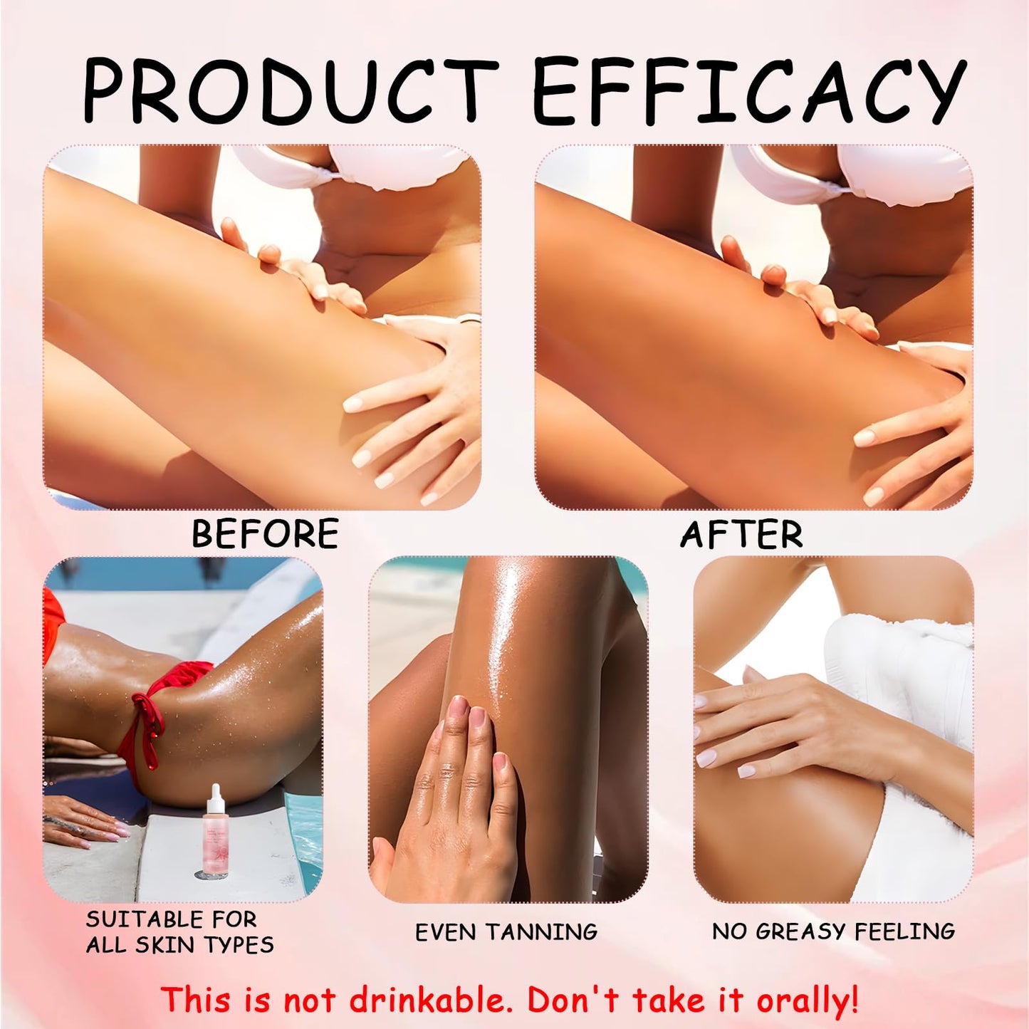 Guegine Self Tanning Drops 2 PCS Tanning Drops Enhances Natural Skin Tone Suitable for All Skin Types Naturally Promotes Melanin Production and Enhances Natural Skin Tone Not Drinkable