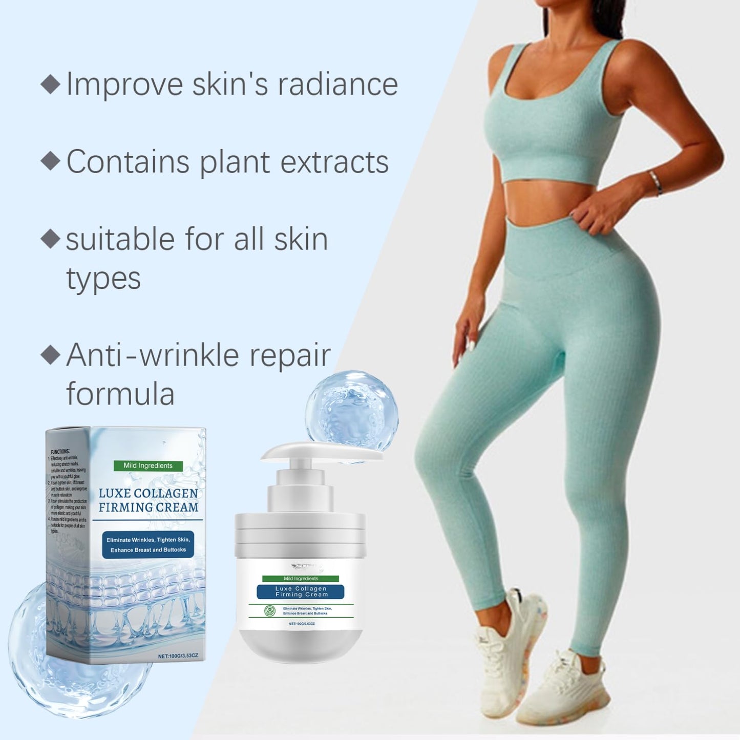 ISBEAUSOLS Skin Tightening Rejuvenating Cream - Collagen Skin Firming Cream - Ultra Firming & Revitalizing Cream - Skin Firming Body Cream For All Skin Types - Nourish,Tender Skin 100g