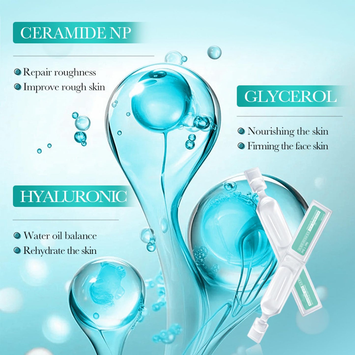 ISBEAUSOLS Hyaluronic Acid Serum 30PCS-Hyaluronic Acid Serum For Face-Anti-Aging for Dry & Sensitive Skin-S-erum Face Skincare for a Rejuvenated Skin-Facial S-erum For Women-Provides Long-Lasting Hydration