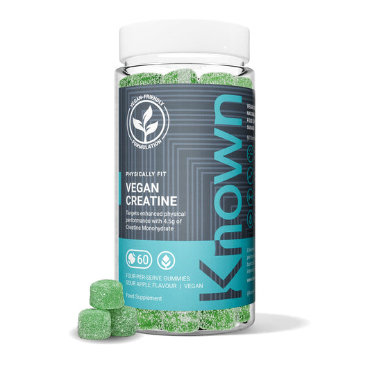 Known Vegan Creatine Gummies – 4500mg Creatine Monohydrate – Sour Apple Flavour – 60 Gummies 15 Days Supply – Third-Party Tested – Vegan Friendly