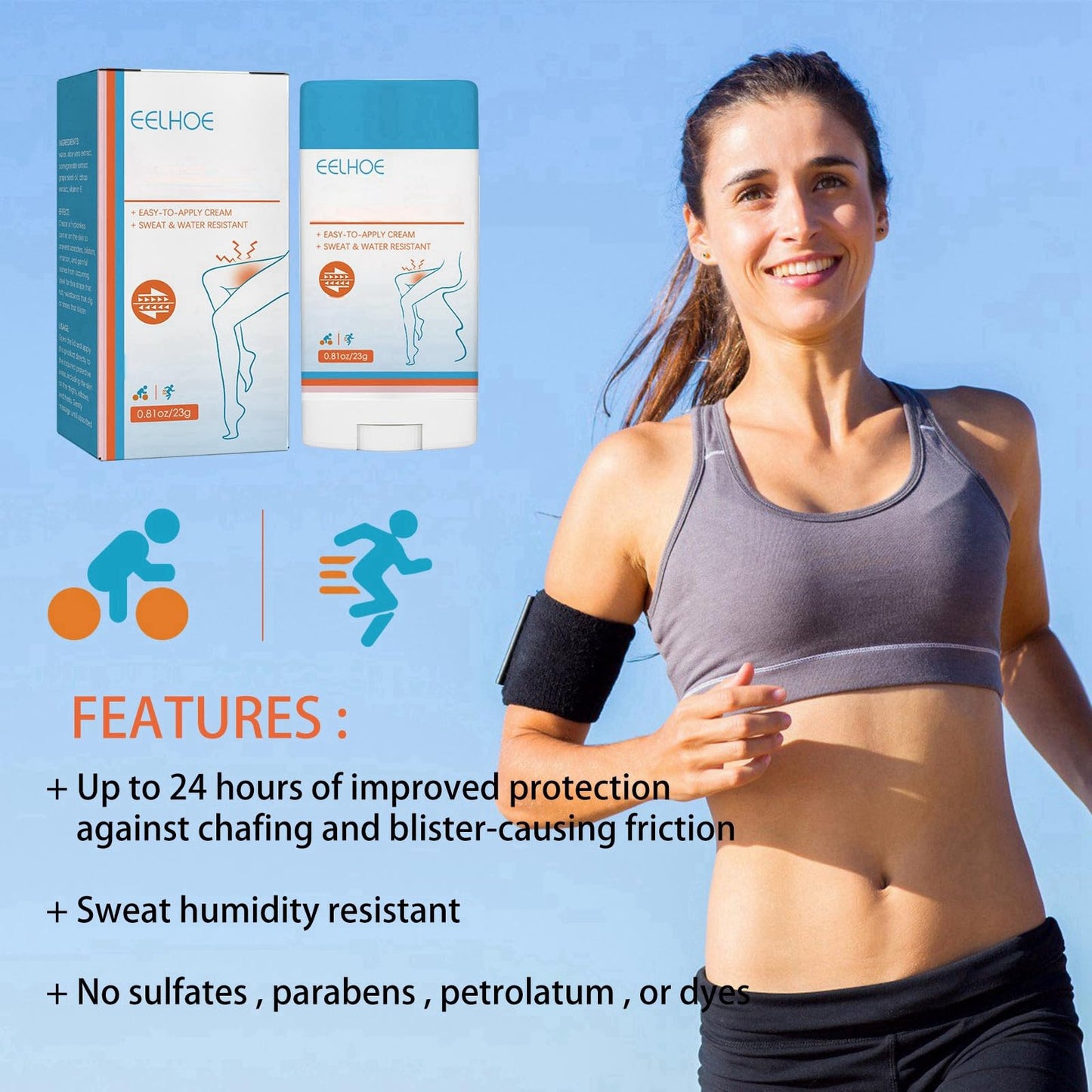 Anti-Chafe Stick,Useful Anti-Chafing Cream,Anti Friction Stick,Anti-Chafe Balm,Thigh Anti-Chafe Stick,Thigh Rubbing Balm,Anti-Chafing Gel,Glide Anti-Chafing Stick,Running Chafe Stick for Heel