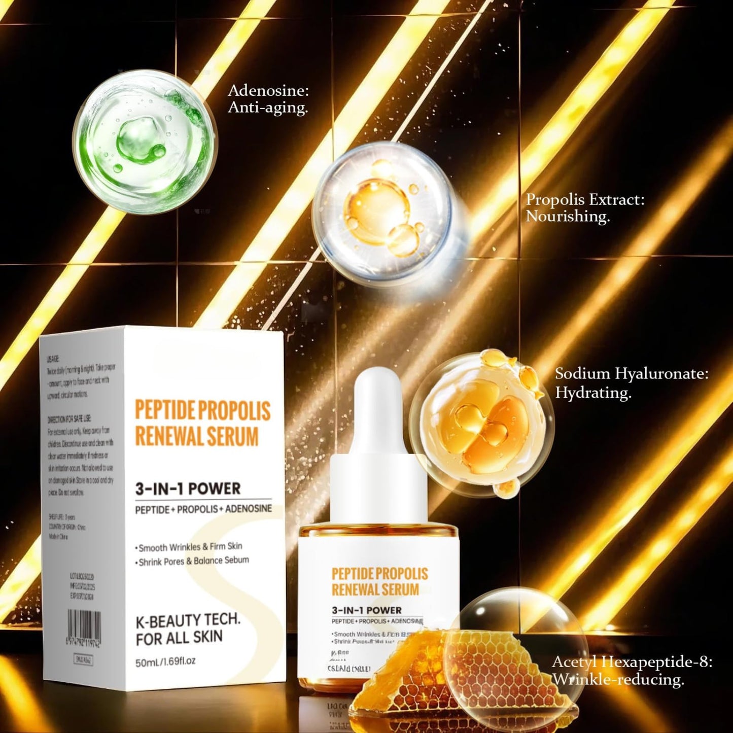 Trendyfave Peptide & Propolis Renewal Serum (50ml) - Anti-Ageing, Skin Repair & Regeneration for Youthful, Glowing Skin