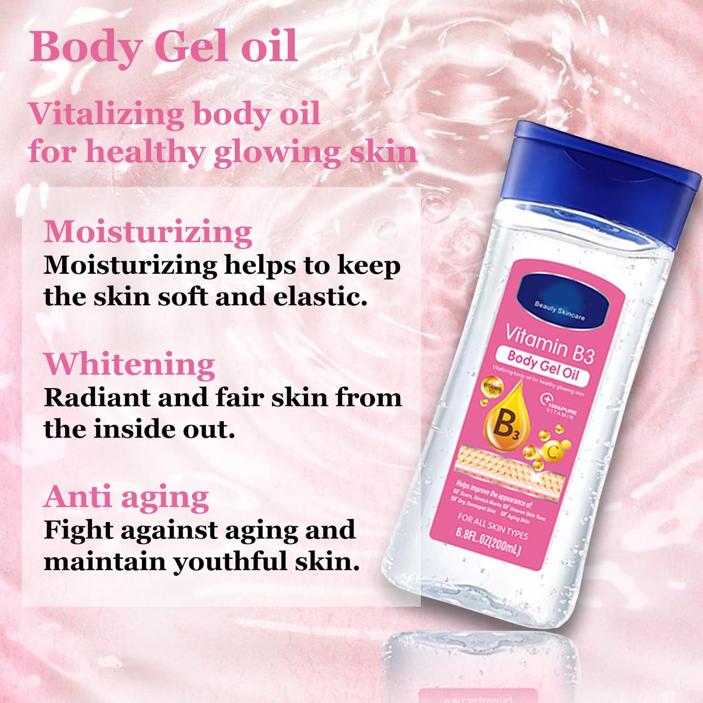 B3 Body Oil Gel- Body Oil For Women- Body Moisturising for Hydrating Skin Care- Vitamin E Oil For Dry Skin- Body Skin Care Oil For Repairing Dry,Anti Winkle& Firming- Moisturiser For Oily Skin