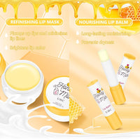HAORQEE 4PCS Lip Care Set - Lip Mask Lip Balm Lip Scrub Lip Oil, Honeybalm Sleeping Mask Lip Scrub Exfoliator Lip Repair Sets, Moisturizing Hydrating Reduce Lip Lines Lip Balm Set for Dry Peeling Cracked Lips
