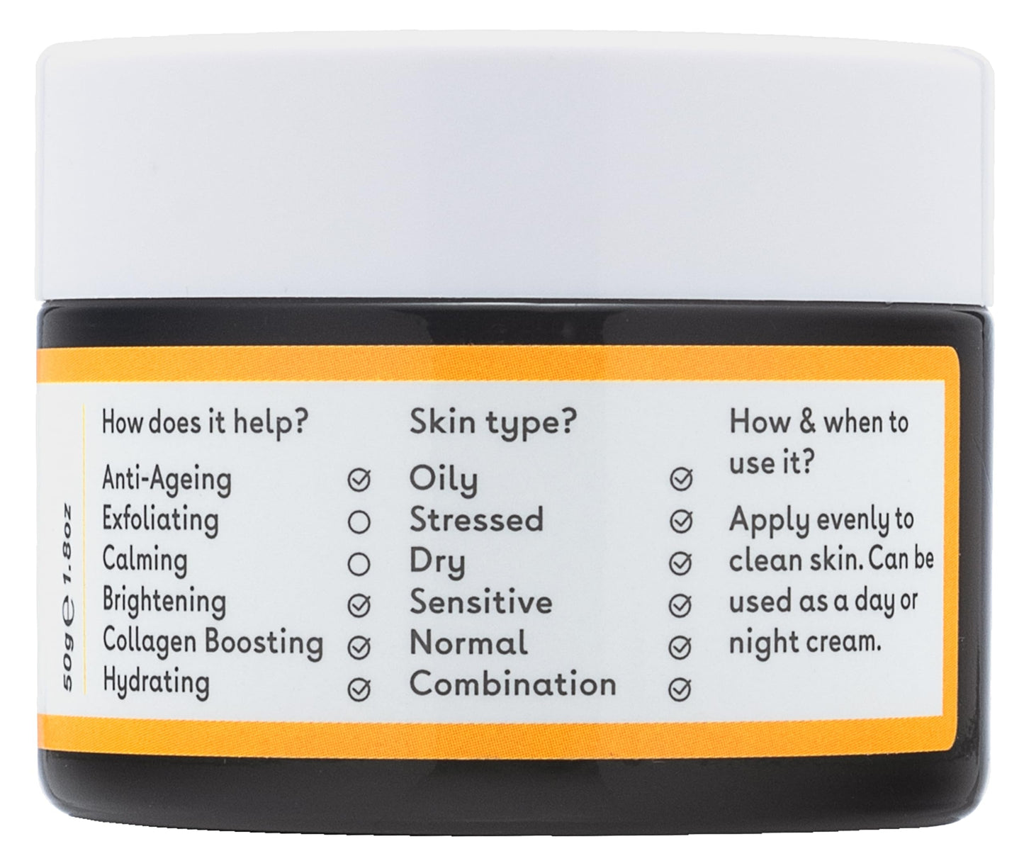 Q+A Vitamin C Radiance Cream - Hydrating, Anti-Ageing Face Cream with Collagen Boosting Vitamin C, Elasticity Enhancing Centella Asiatica & Antioxidant-Rich Tropical Fruit for Glowing Skin, 50g