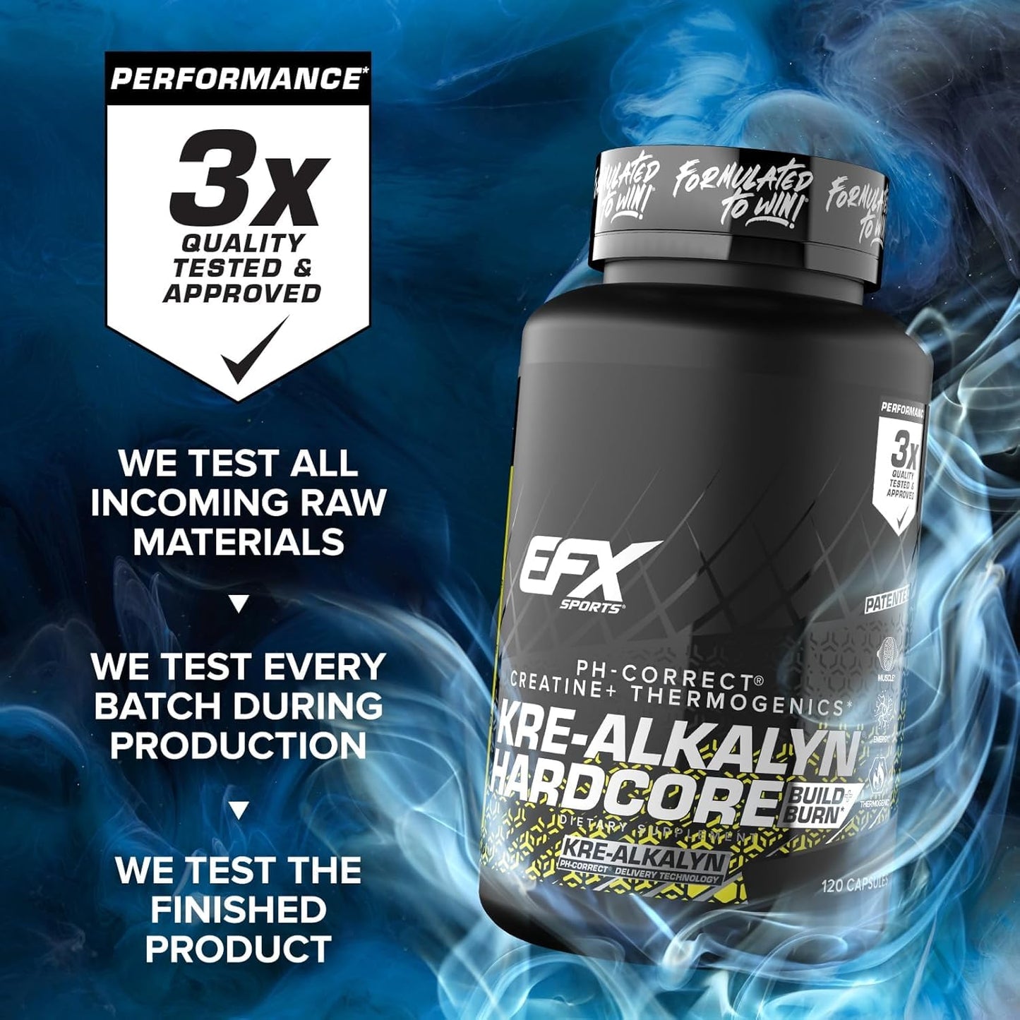 All American EFX Kre Alkalyn Hardcore | Build Muscle & Enhance Performance | Thermogenic pH Correct Creatine Monohydrate Pill Supplement (120 Pills)