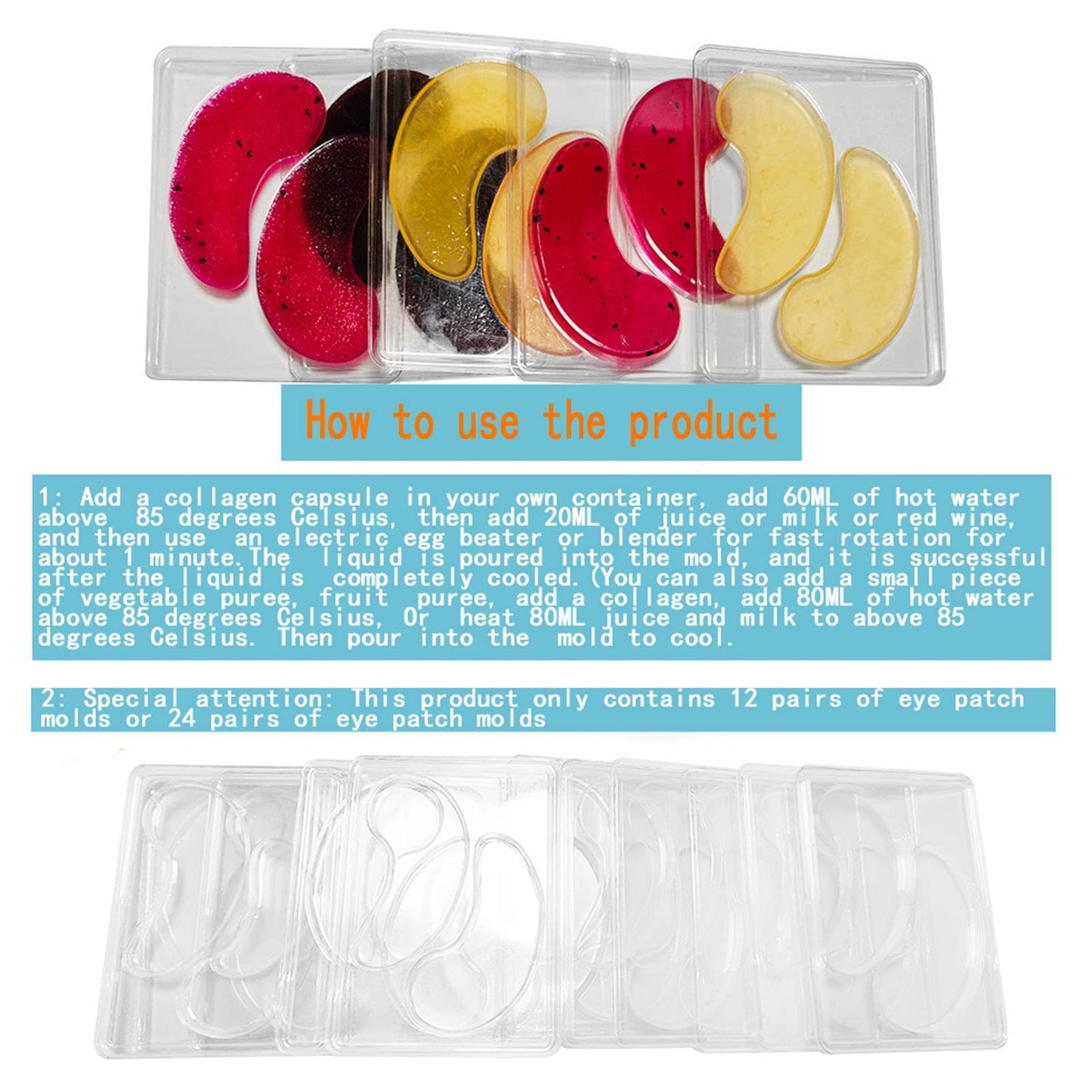 12Pcs DIY Eye Mask Mold,Under Eye Patches Molds Safe Healthy Natural Reusable Transparent Eye Mask Patch Tray,Professional Eye Mask Making Tools