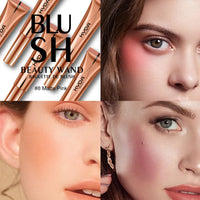 KYDA Blush Beauty Wand, Liquid Face Touch Rouge with Cushion Applicator, Long Lasting Natural Shimmer Silky&Smooth Cream Glowing Blush Makeup, 0.6 fl.oz (#8)