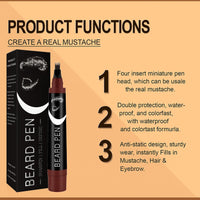 RubyTint Beard Dye for Men – Waterproof Formula with 4-Prong Tip – Helps Fill & Shape for a Natural Look Multi-Use Beard Pen Filler (brown)