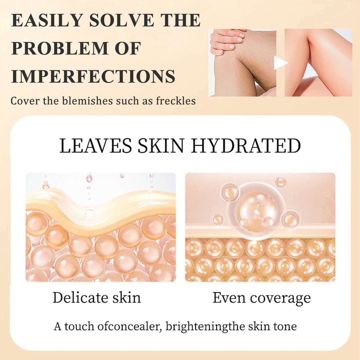 HERBINSOLS 2Pcs Leg Makeup Full Coverage - Body Concealer Waterproof No Transfer - Leg Makeup to Cover Veins - Long Lasting Body Foundation, Concealer Full Coverage (Light & Medium Colors)