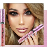 GEEWHILE Lip Gloss Metallic Lipstick Glitter Lipgloss, Shimmer Non-Stick Cup Light Pink Lip Gloss, Lipsticks for Women Long-Lasting Waterproof Metallic Shimmer Liquid Lipstick Sparkle (#02)