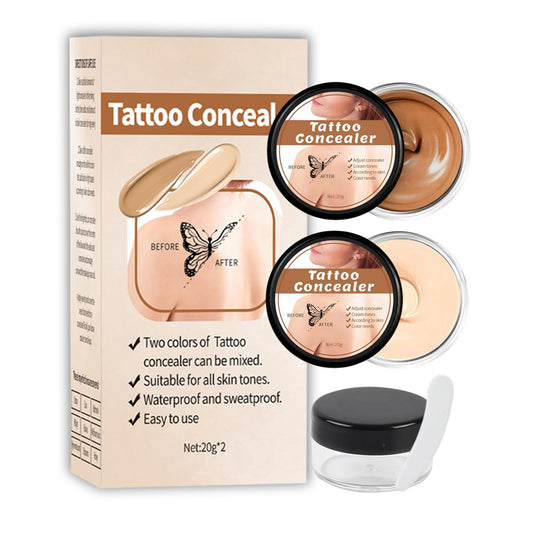 Shengqialun Tattoo Cover Up Makeup, Waterproof Tattoo Cover Up 2pcs, Scar Concealer Waterproof, Body Makeup for Scars Birthmarks, Long-Lasting Smudge-Proof, Portable Concealer Kit (Light & Dark)