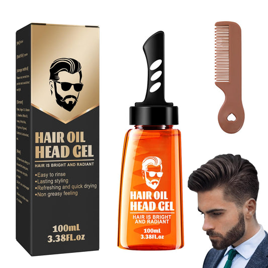 Bettinay Hair Gel Mens, 2 In 1 Long Lasting Fluffy Styling Gel with Comb, Moisturizing Hair Wax Gel