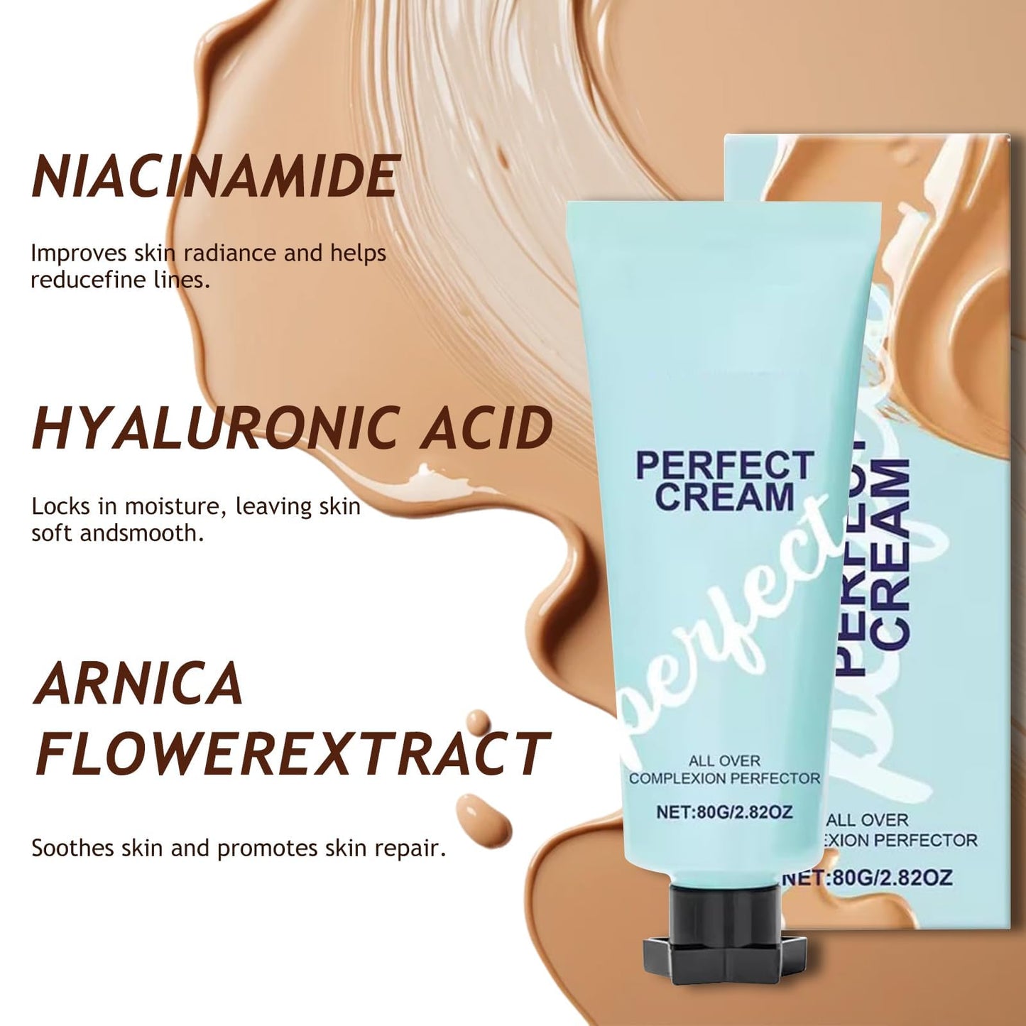 2.82Oz Concealer Cream Hydrating Full Coverage Concealer, All-Over Complexion Perfector, Long Lasting Hydrating Full Coverage Cream, Lightweight, Waterproof, Natural(2PCS)