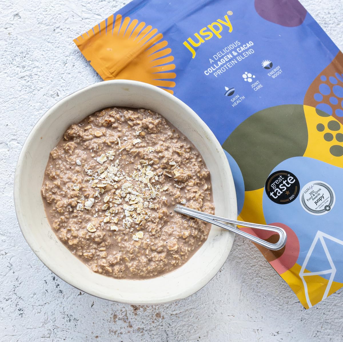 Juspy Premium Marine Collagen Powder + High Protein Cacao Superfood Blend | 8000mg Hydrolysed Marine Collagen Peptides | Collagen Supplement For Women & Men | Skin & Joint Health, Energy Boost | 400gr