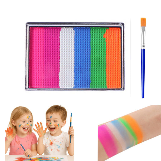 Generic Rainbow Face Paint for Kids - 6 Colors, Safe & Non-Toxic, Quick Drying, Water Soluble, Smudge-Proof, With Built-in Brush for Portable Use(4#)