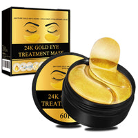 24K Gold Eye Mask, Collagen Eye Patches, Under Eye Gel Patches, Eye Masks for Puffy Eyes Dark Circles Bags Wrinkles Remover for Adults Women Men, Hydrating, Golden Pads 60PCS