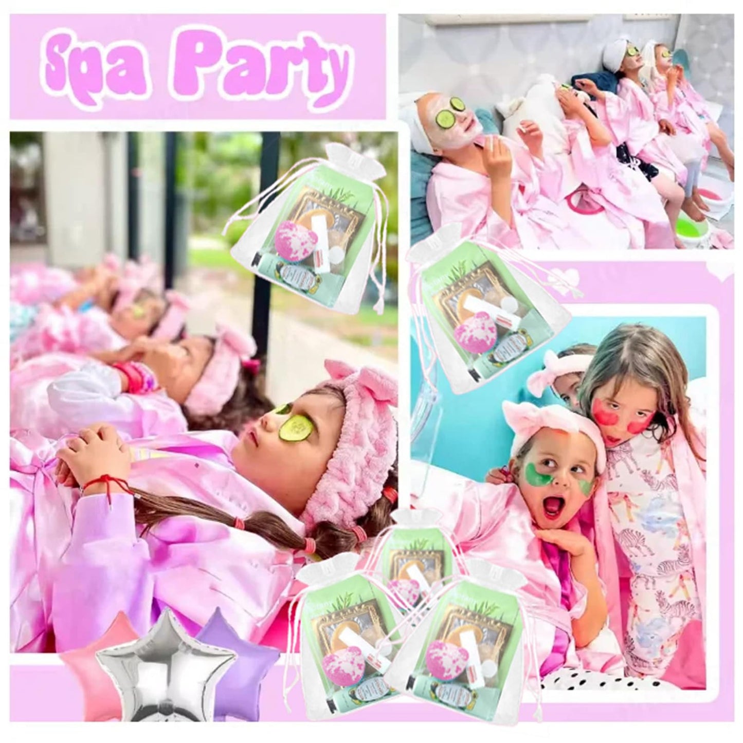 MEITREND Sleepover Kit,Sleepover Party Supplies For Girls,40pcs/5 Set Pamper SPA Party Supplies With Facial Masks Skincare,Eye Patches Hand Cream,Lip Balm,Foot Bath Bombs,Gift for Sleepovers and Birthdays