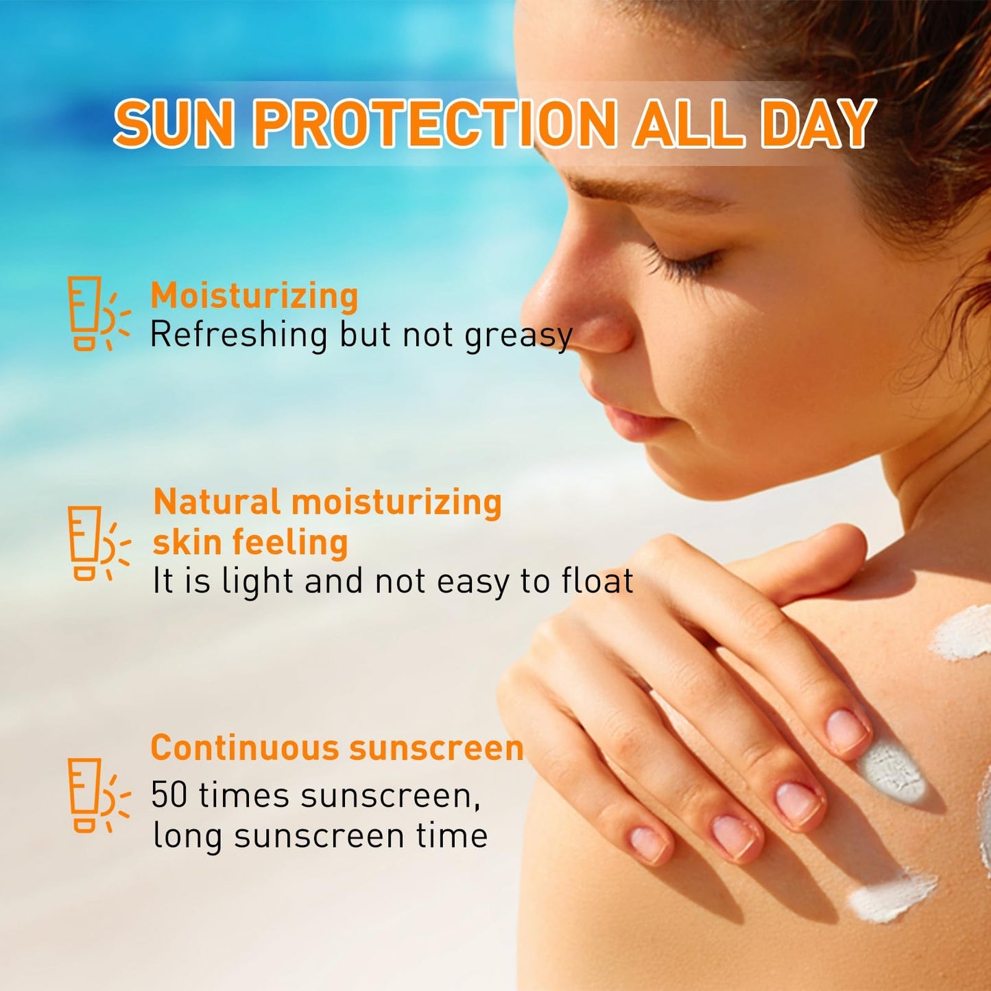 SPF 50 Sunscreen Cream,Sunscreen SPF 50 Face,Ultra Light UV Protetion Suncream,Korean Sunscreen for Men & Women,Waterproof SPF 50 Face Moisturiser,UVA & UVB Protection Suncream,Body & Facial Sunscreen