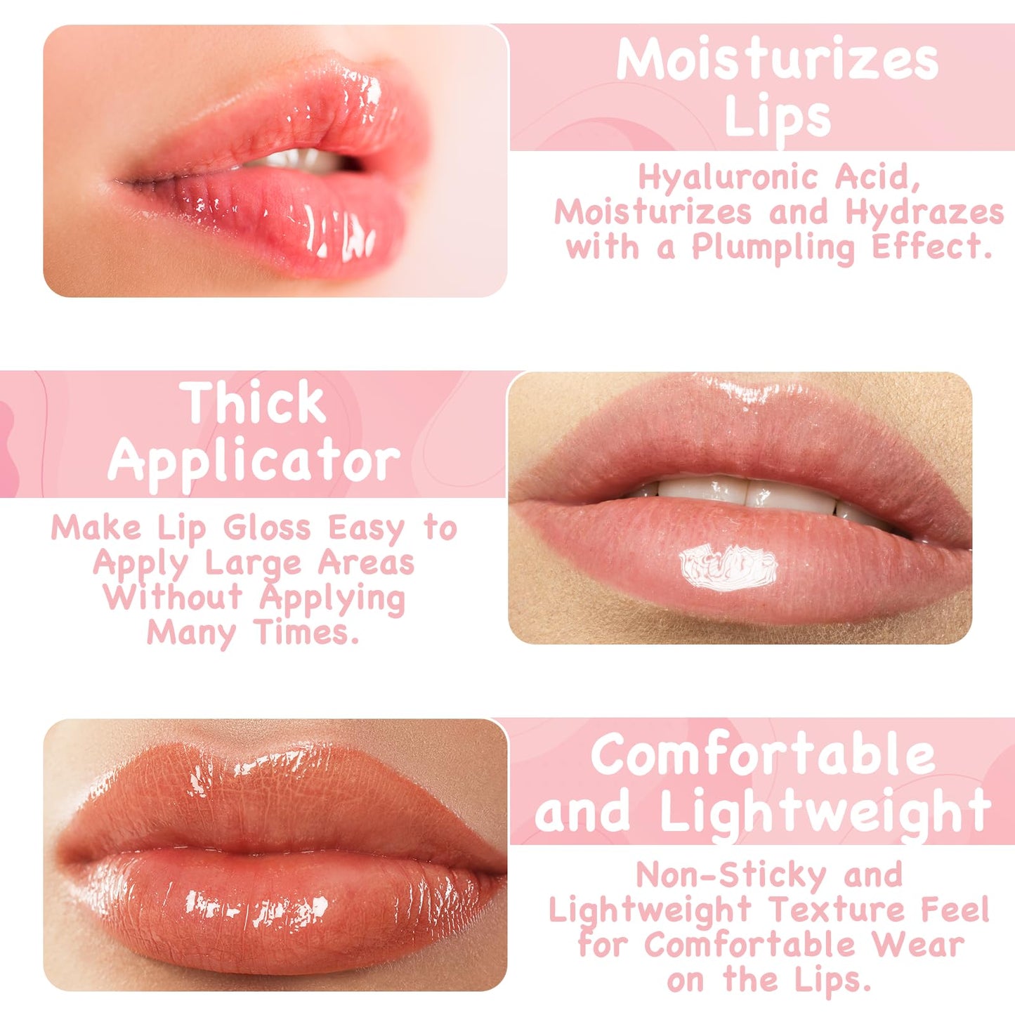 Benaewa 3 Pcs Squalane + Amino Acids Lip Balm, Hydrating Lip with Rose, Gardenia, Original Flavor for Dry Lips
