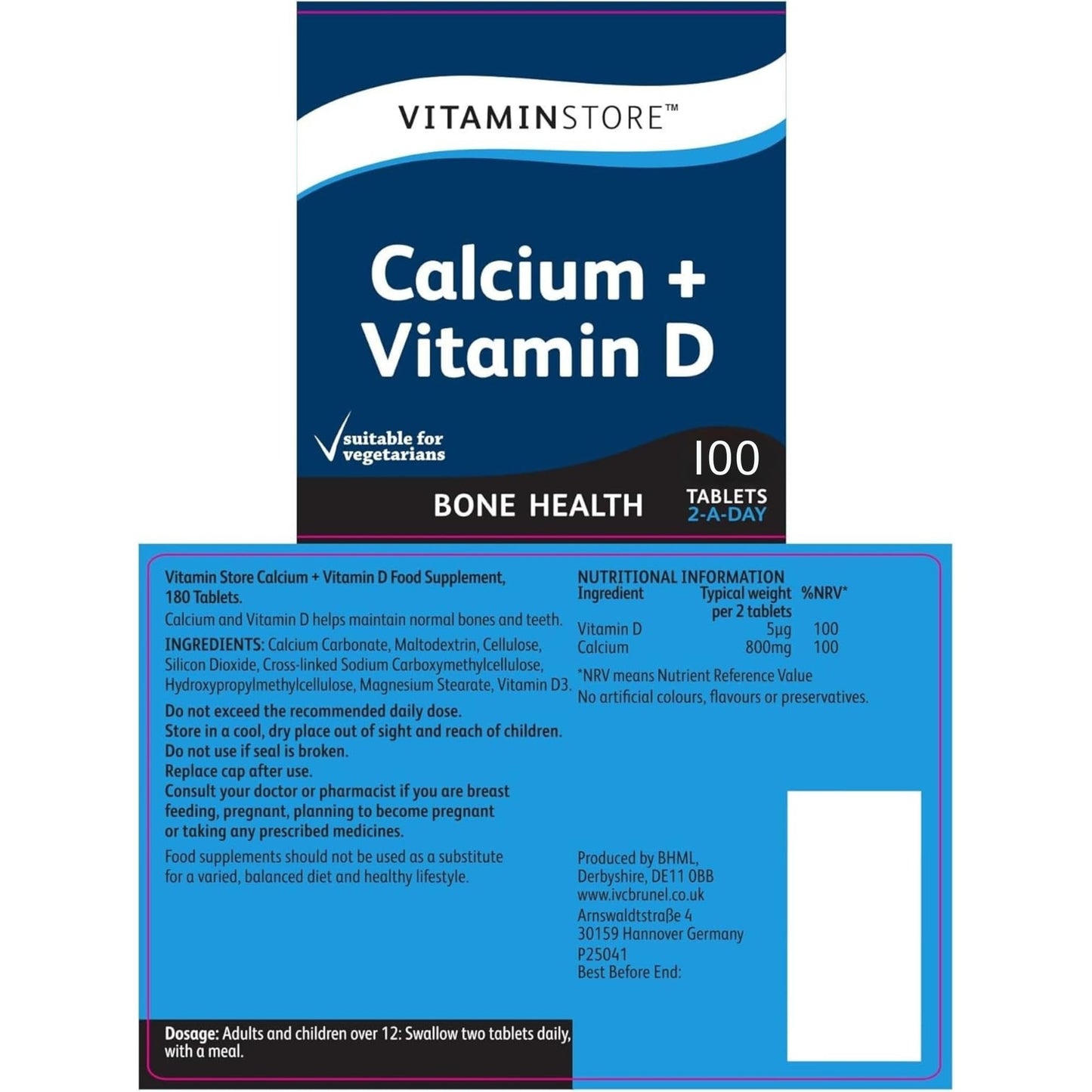 AA Merchant 2 x Calcium & Vitamin D Tablets, 200 Tablets – High Strength Supplement for Bone Health, Immune Support & Muscle Function – Vegetarian, Easy-to-Swallow – Essential Daily Calcium and Vitamin D3.