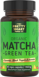 Green Tea Extract Capsules - Organic Matcha Green Tea Tablets - Boosted with Turmeric, Acerola Cherry & Black Pepper - 1360MG Complex - Green Tea Supplement - 60 Capsules - UK Made
