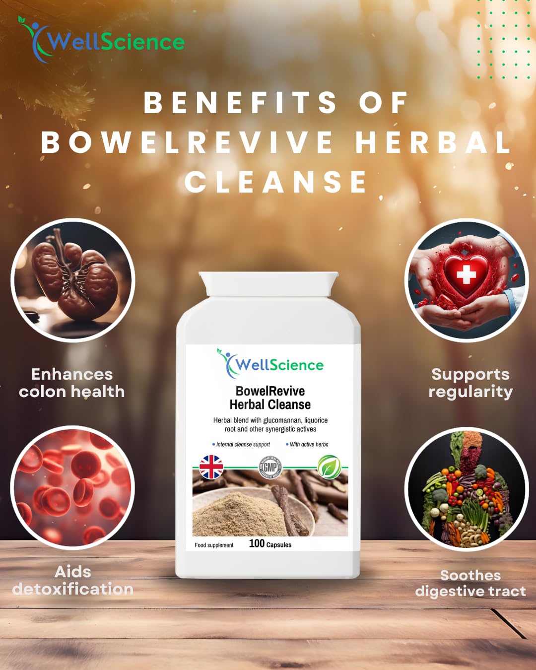 WellScience BowelRevive Herbal Cleanse - Supports Digestive Health, Enhances Regularity, Detoxifies & Boosts Colon Health