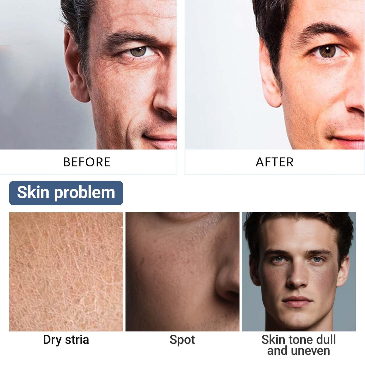 Men's Skin Tightening Cream For Face - for Facial Aging, Fine Lines And Wrinkles, Mens Moisturiser Face Cream Mens Skincare Smoother, For Men's Daily Routine, Youthful Look, Hydrated, Non-Greasy 50ml