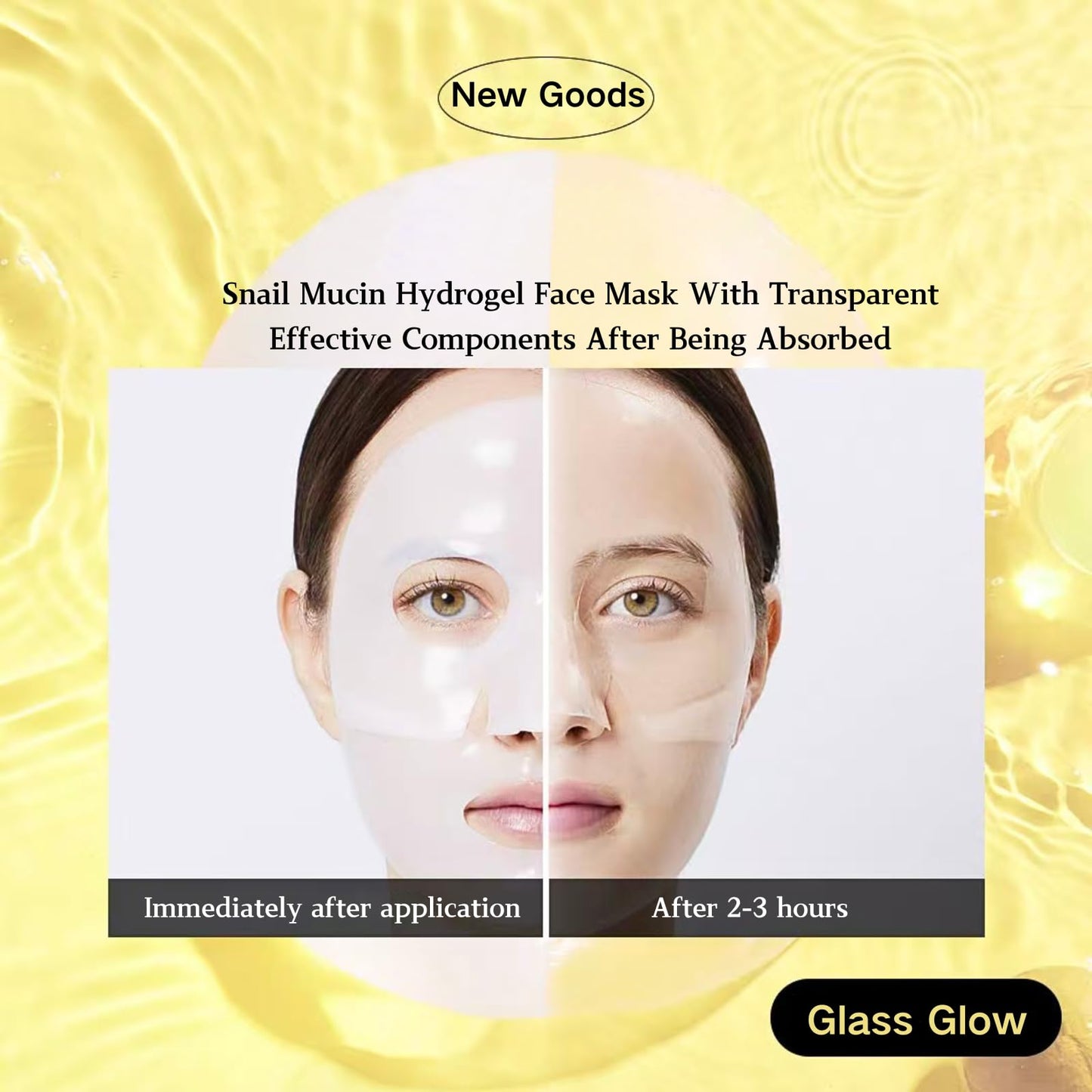 IZBEAUVO Snail Mucin Glass Glow Hydrogel Face Masks Skincare, Overnight Collagen Face Mask, Snail Mucin Serum Mask, Glass Skin Face Mask, Korean Face Mask For Hydration Boost,Radiant,Smooth,Firm,6EA Sheet Mask