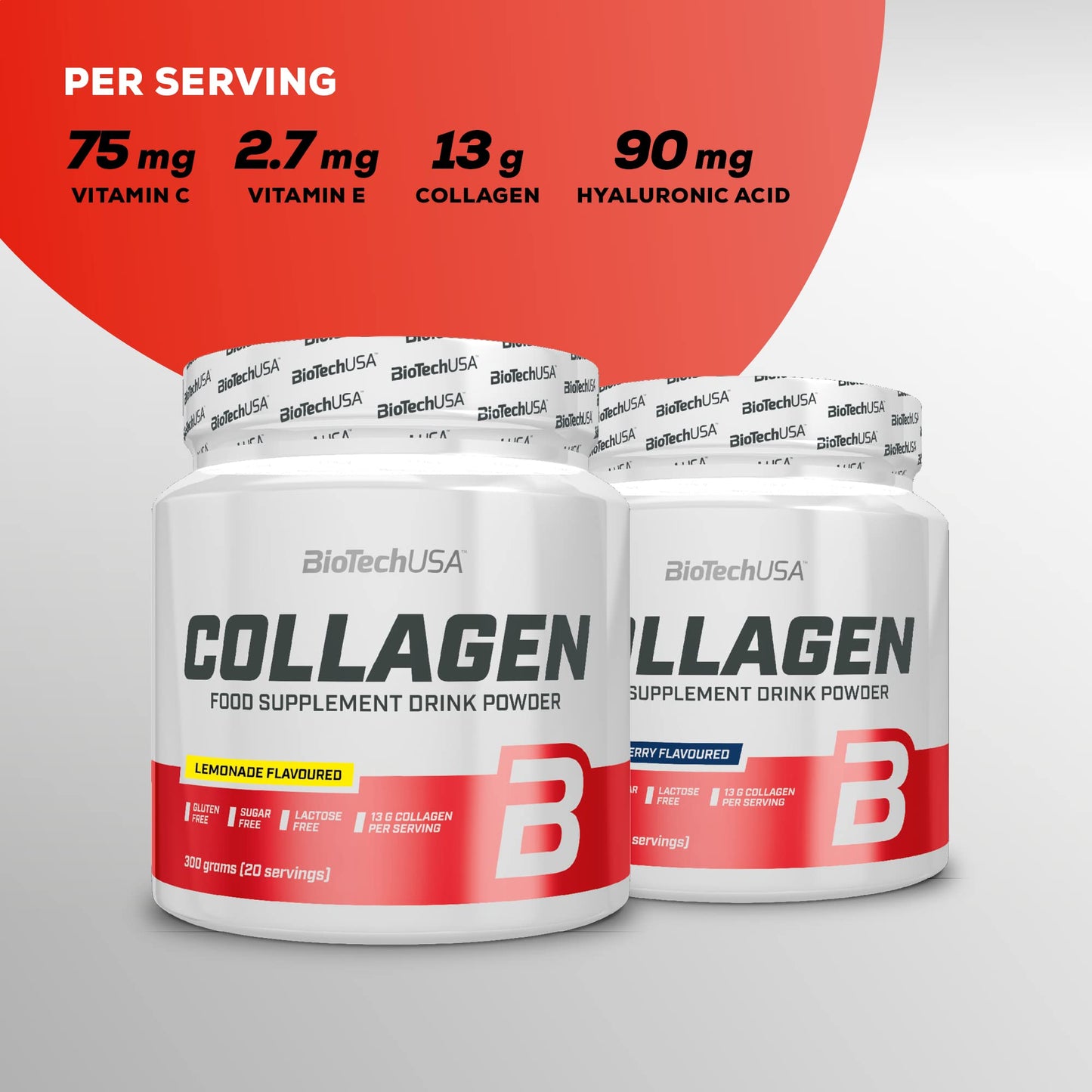 BioTechUSA Collagen | Hyaluronic Acid and Collagen Complex | Added Vitamin C and E | Skin Wellness and Nourishment, 300 g, Black Raspberry